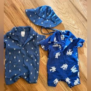 Hanna Andersson 12-18 m Summer Easter Cotton Shorts Jumpsuit With Matching Hat